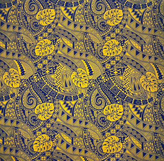 Traditional Polynesian Tapa Monstera leaves design Fabric | Polyester