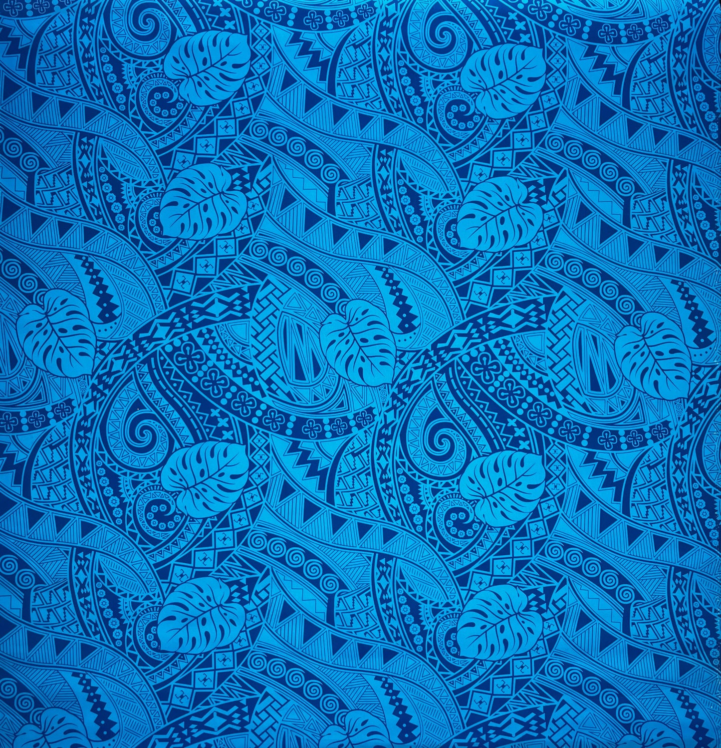 Traditional Polynesian Tapa Monstera leaves design Fabric | Polyester