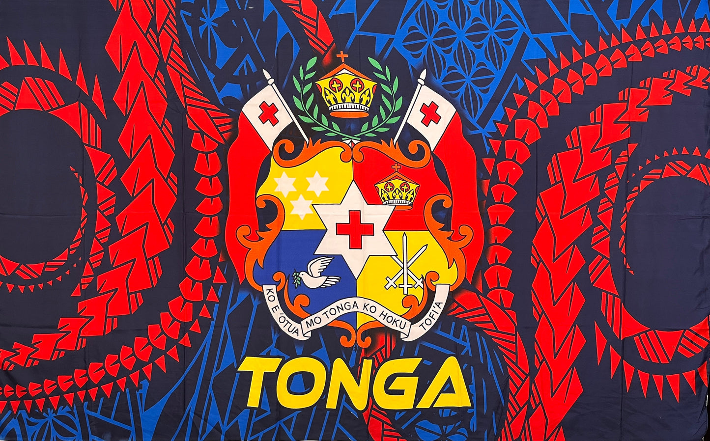 Traditional Tattoo Kingdom of Tonga Seal Polyester Sarong | Islands Fabric