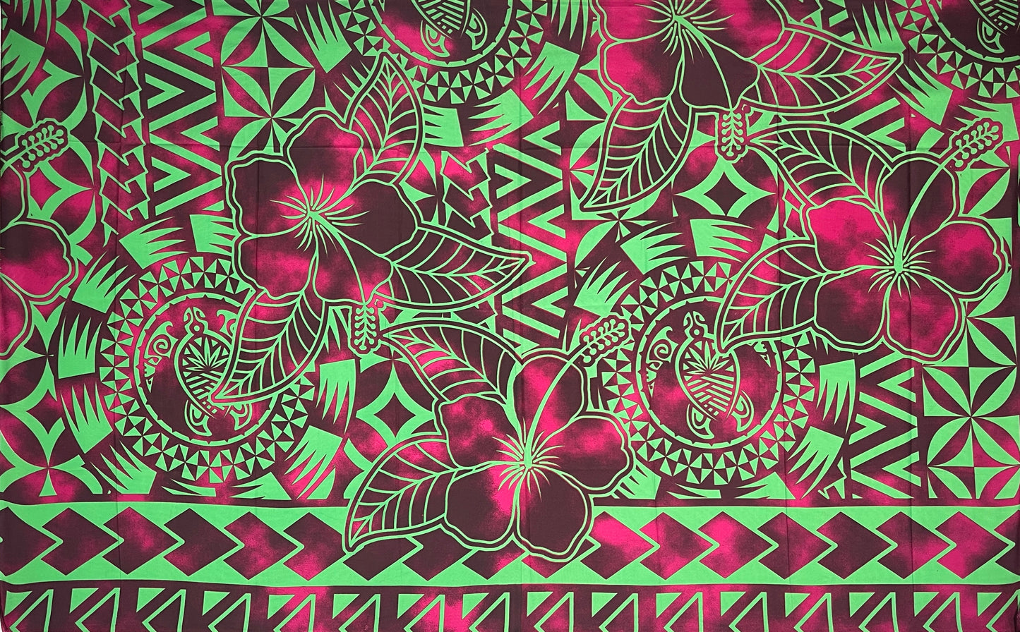 Hibiscus Sea Turtle Polyester Sarong | Islands Fabric