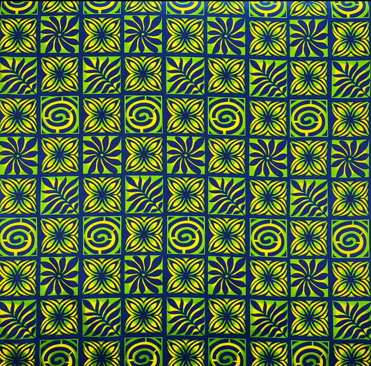 Traditional Polynesian Tapa checkered design Fabric| Cotton Light Barkcloth