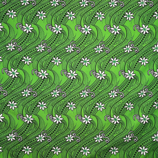 Tiare Waves Traditional Tattoo Polyester Fabric | Islands Fabric
