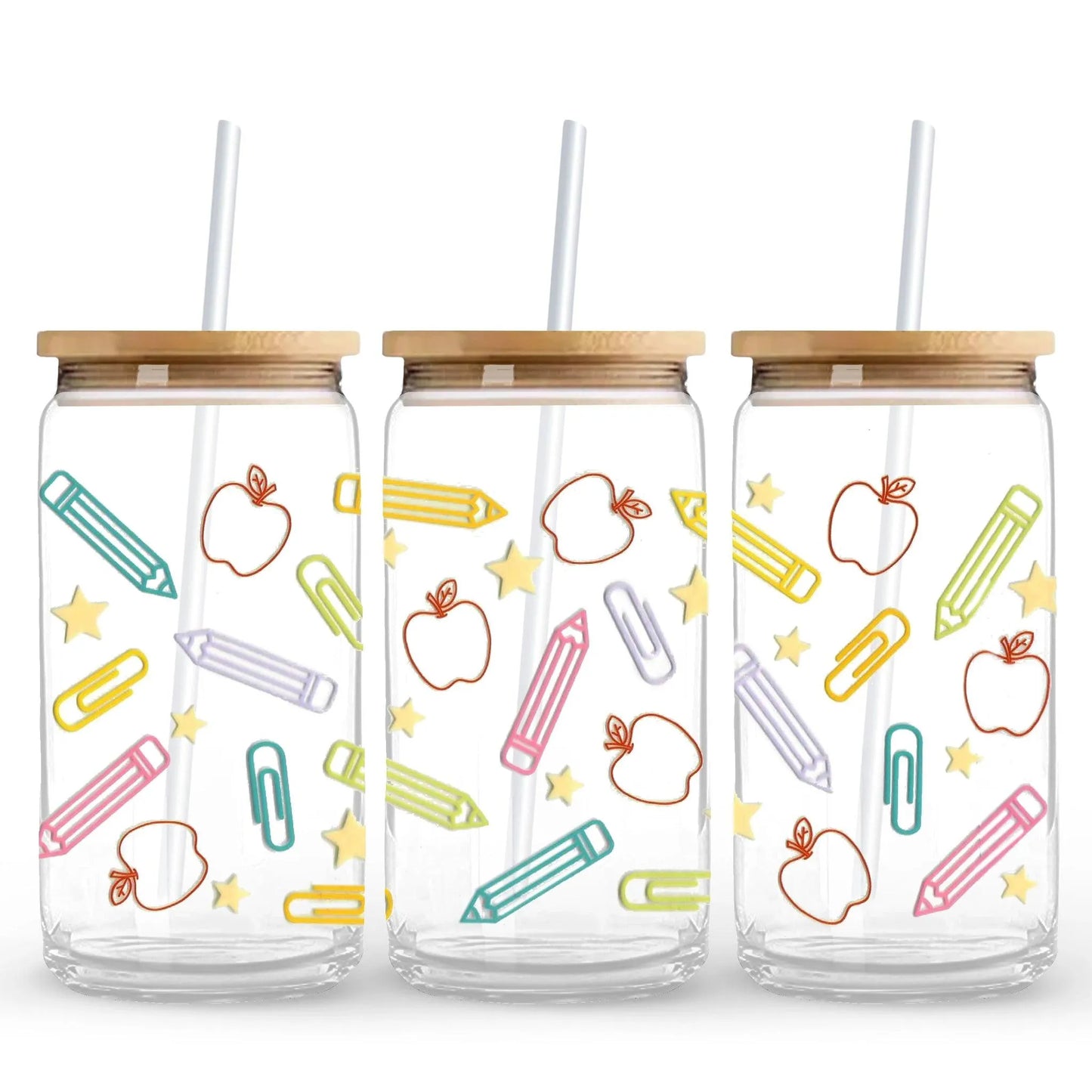 Master Maker Crafts - UV DTF Wrap Only - Pastel Pencils & Apples 9.7" x 4.3" (Cup NOT Included)