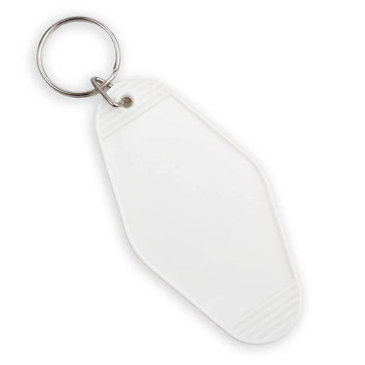 Master Maker Crafts - Retro Motel Keychain with Silver Ring - White (4 per Set)