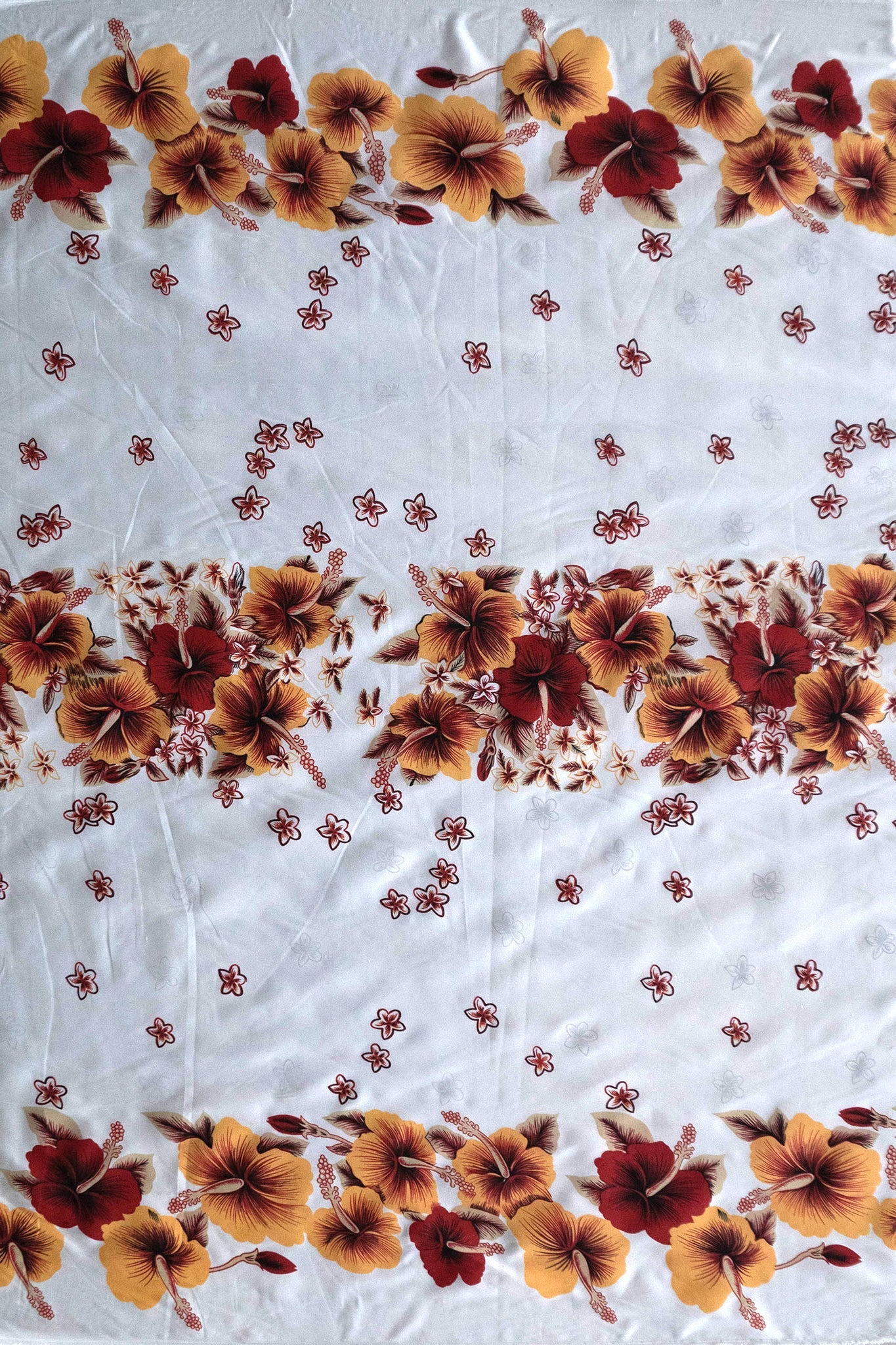 Hibiscus Triple Border Polyester Fabric | Islands Fabric