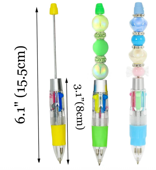 4 in 1 Multicolor Beadable Retractable Ballpoint Plastic Pens