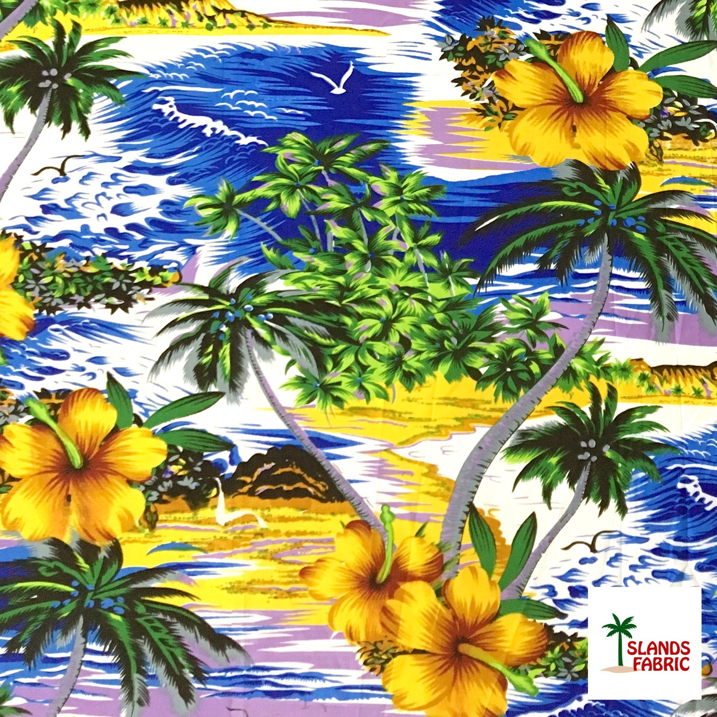 Hibiscus Hawaiian Sunset Peachskin Fabric | Islands Fabric
