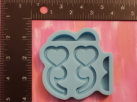 Mold - Heart Semi Colon Straw Topper Mold