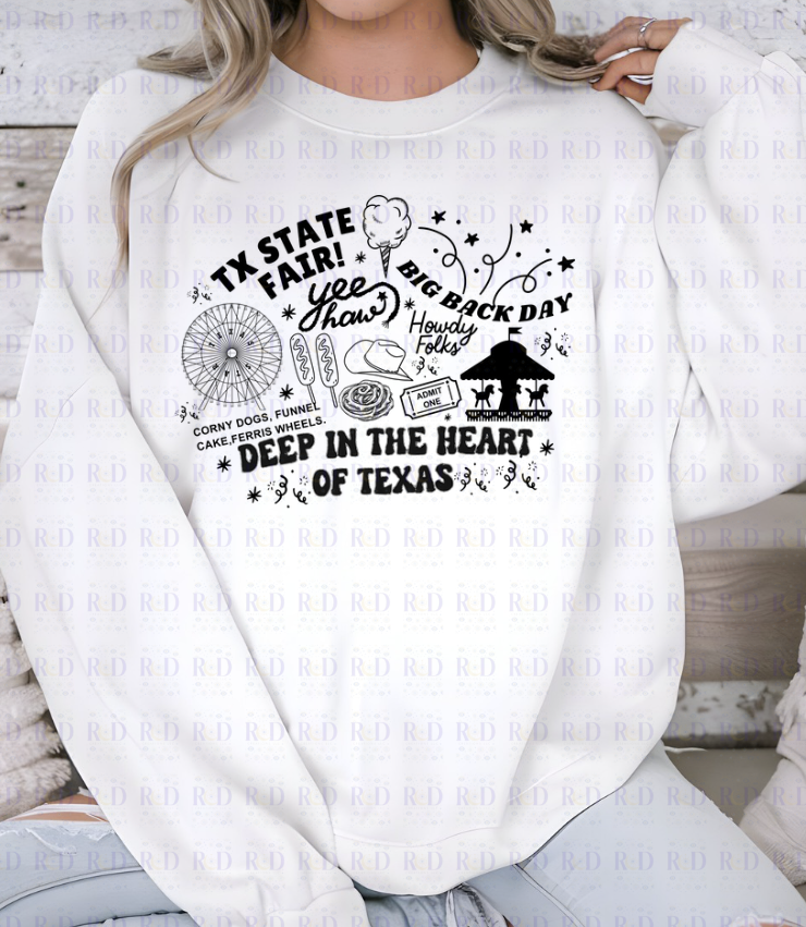 Texas State Fair Collage PNG Download-2 versions Black and White