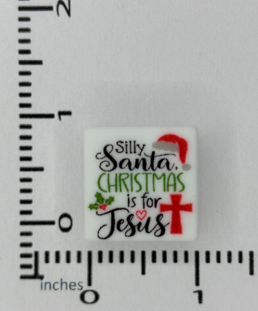 Christmas - Silly Santa Printed Silicone Focal 15089