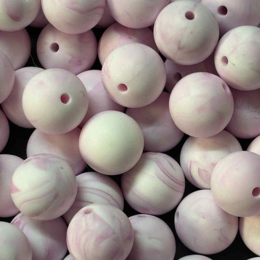 15mm Solid Marble Pink Silicone Bead A7