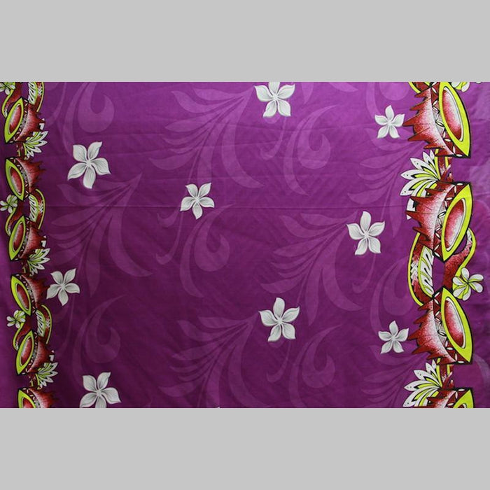 Kava Bowl Tiare Palm Leaves Double Border Polyester Fabric | Islands Fabric