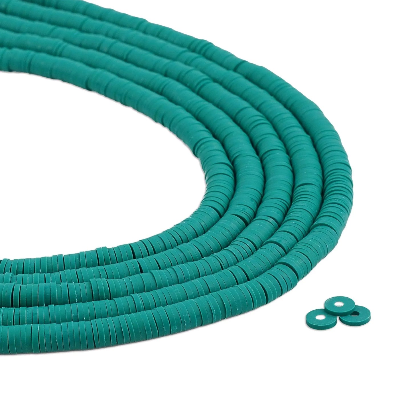 Master Maker Crafts - Heishi Polymer Clay Disc Beads 6mm - Emerald Green (3200 beads - 10 Strands 15")