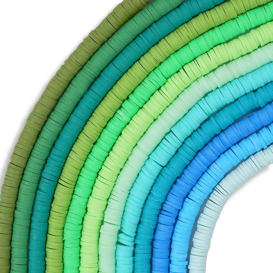 Master Maker Crafts - Heishi Polymer Clay Disc Beads 6mm - Emerald Green (3200 beads - 10 Strands 15")