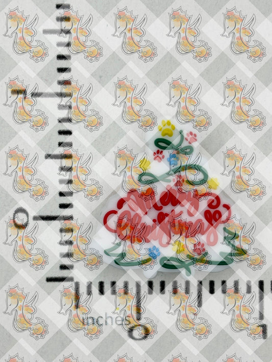 Christmas - Merry Christmas Paw Tree Silicone Focal