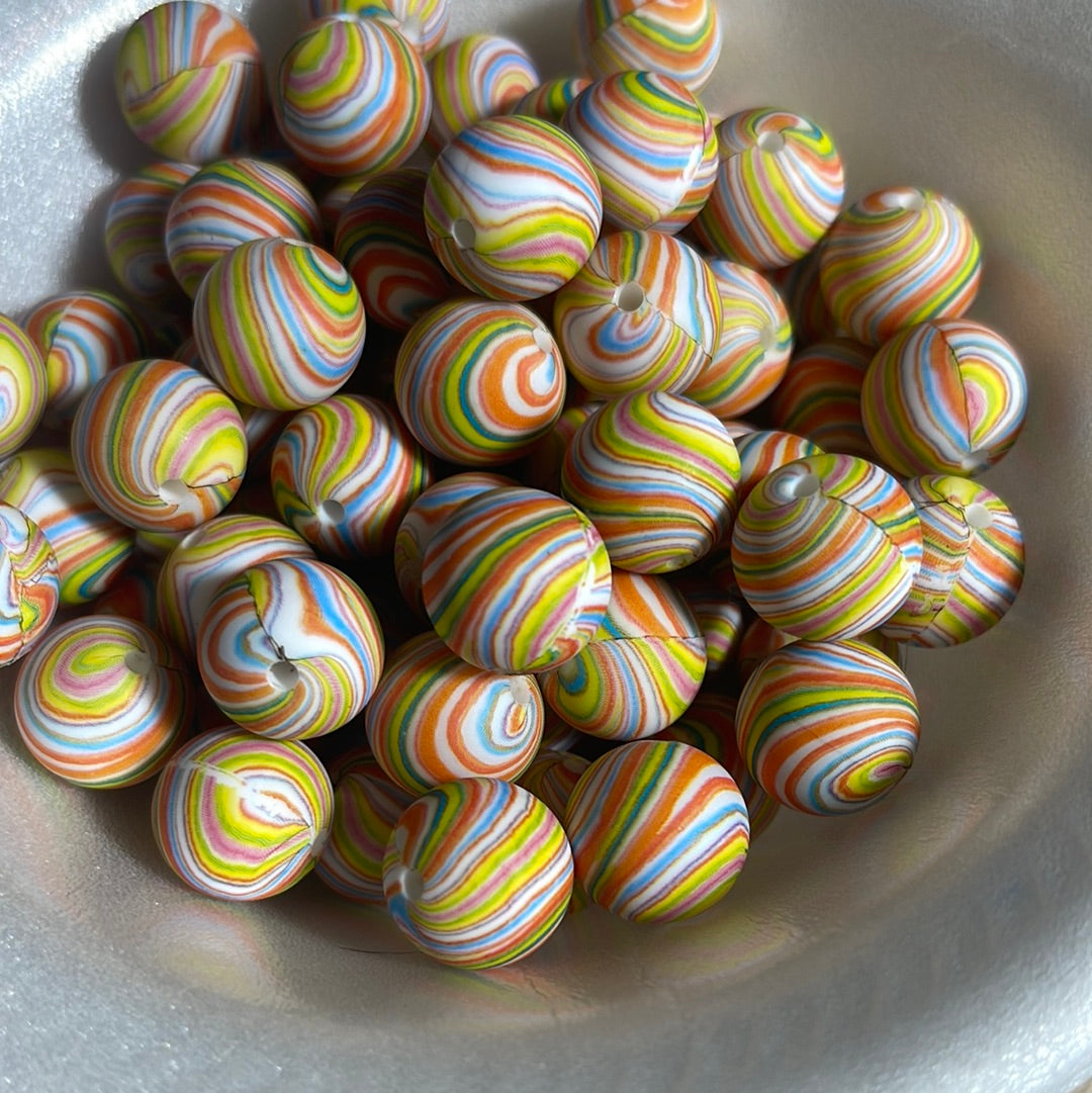 Silicone Bead Circus Swirl P23 P04-119 - 15mm - 10 pk