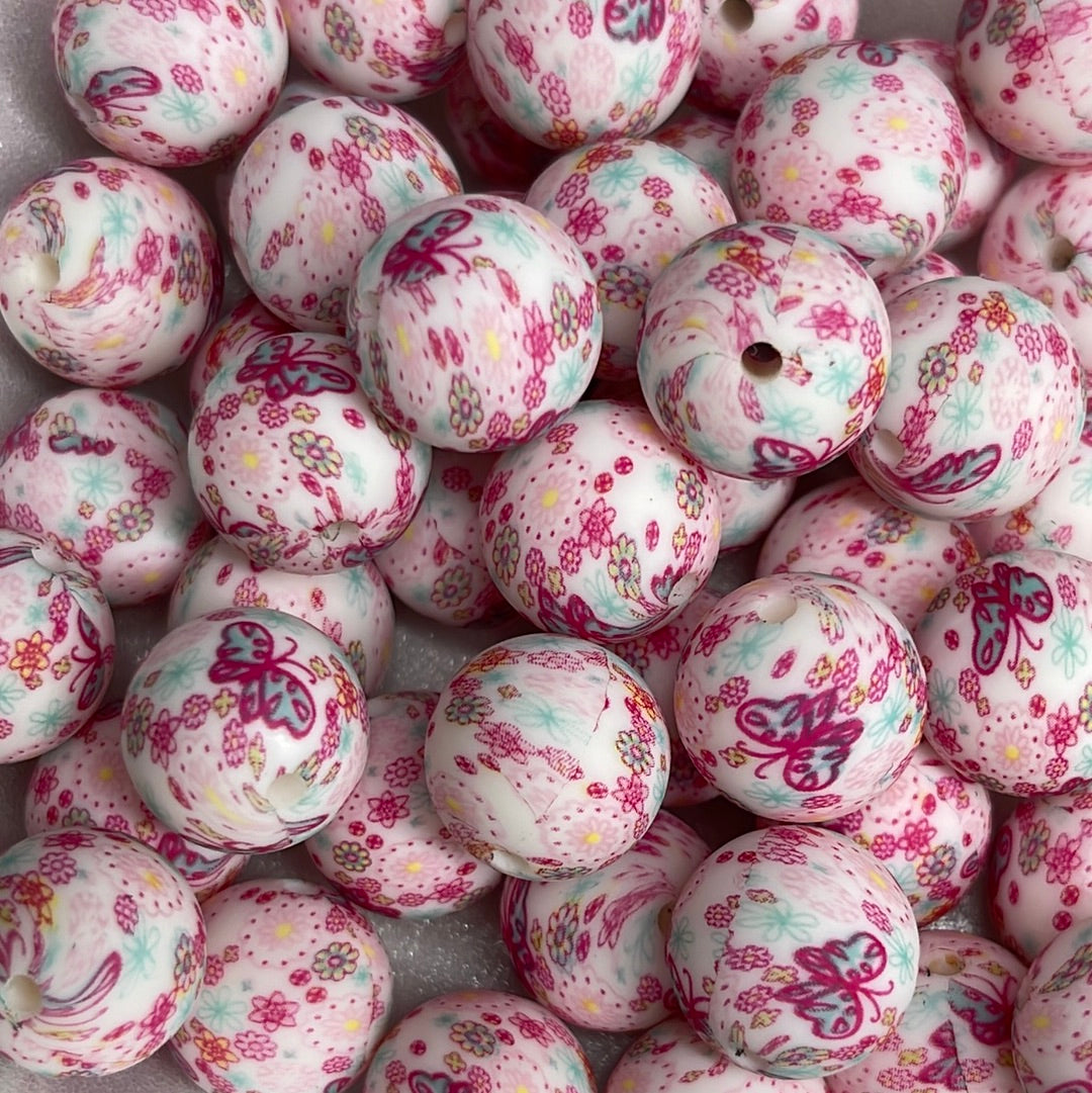 Silicone Bead Butterfly Bush P36 P02-44 - 15mm - 10 pack