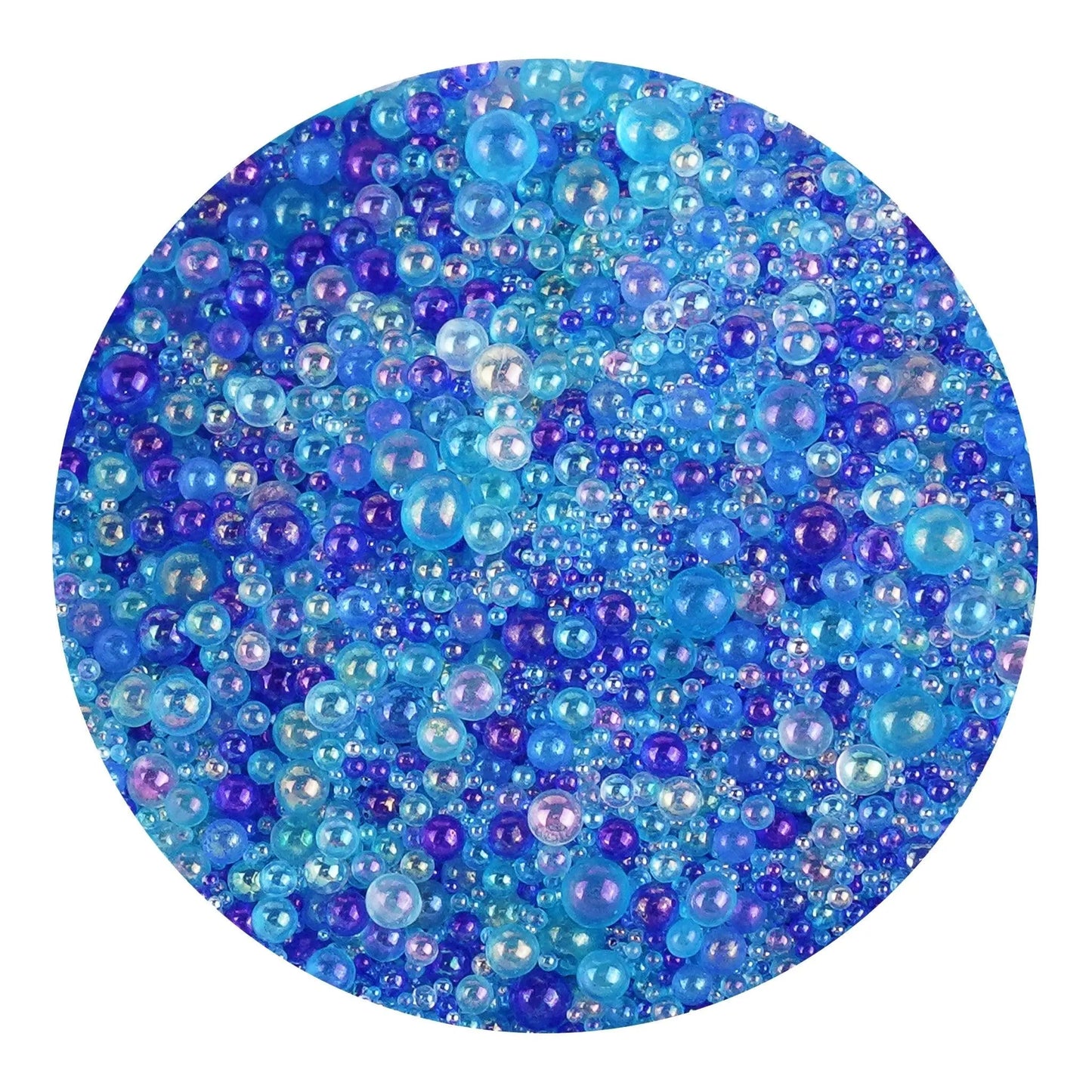 Master Maker Crafts - Mini Bubble Beads Glass - Blue Opal (3.5 oz Bag)