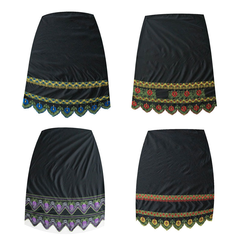 Double Anthurium Embroidered Border Polyester Fabric| Islands Fabric