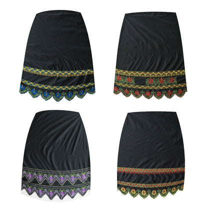 Double Anthurium Embroidered Border Polyester Fabric| Islands Fabric