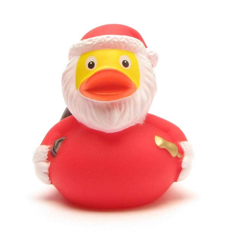 Santa Claus rubber duck with bag and bell - rubber duck