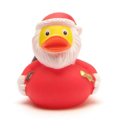 Santa Claus rubber duck with bag and bell - rubber duck