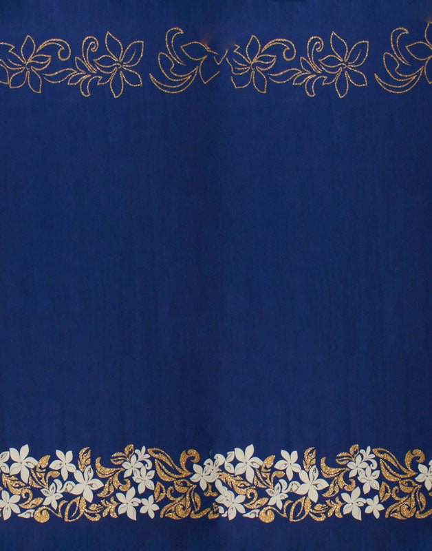 Tiare & Swirls Double Border Fabric | Glitter Polyester