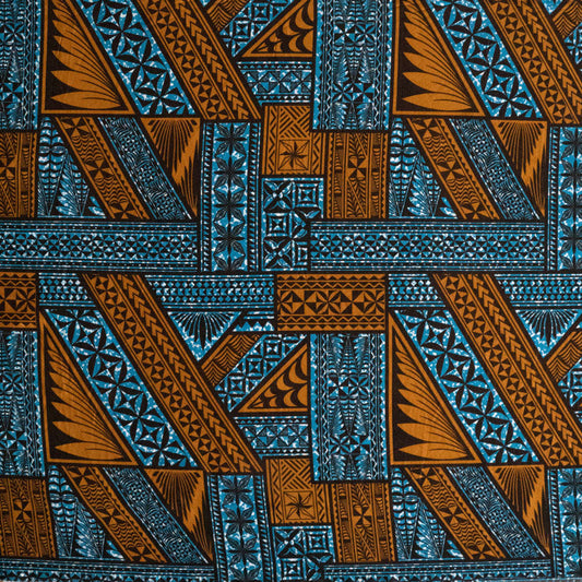 Traditional Tongan Geometric Design Peachskin Fabric | Islands Fabric