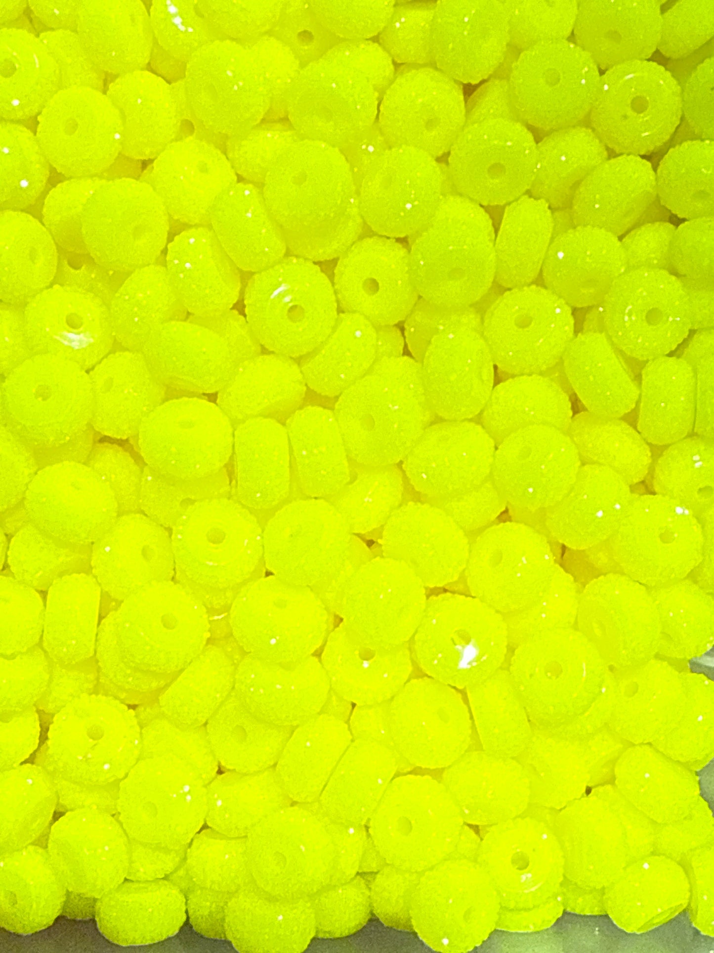 Bling Spacers Beads Fluorescent Yellow - 12mm - 10 pack