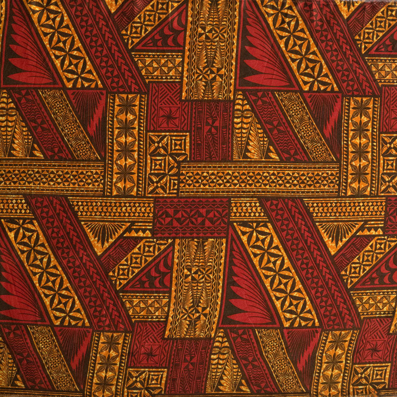 Traditional Tongan Geometric Design Peachskin Fabric | Islands Fabric
