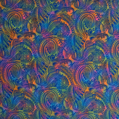 Traditional Polynesian Tattoo Design Watercolor Fabric | Polyester