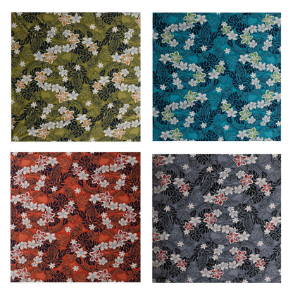 Traditional Polynesian Tattoo Plumeria Tiare Design Peachskin Fabric | Islands Fabric