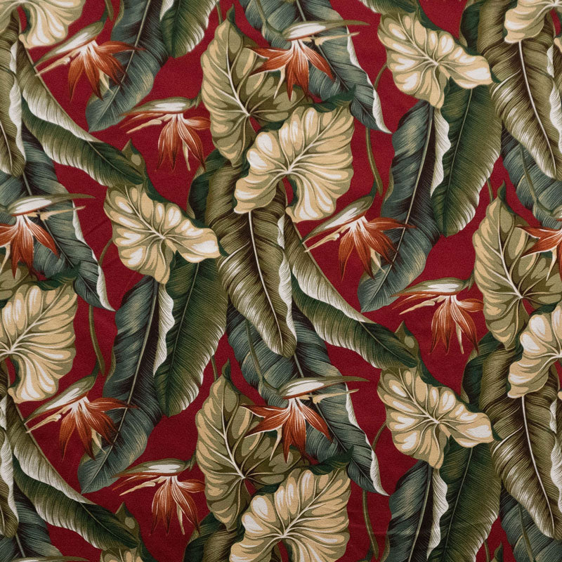 Bird of Paradise Tropical Leaves Fabric | Cotton Heavy-Barkcloth