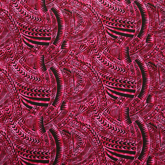 Traditional Polynesian Tattoo Design Fabric | Rayon Poplin