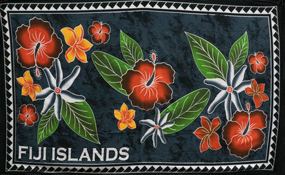 Fiji Islands Topical Flowers Banana Leaf Sarong | Islands Fabric