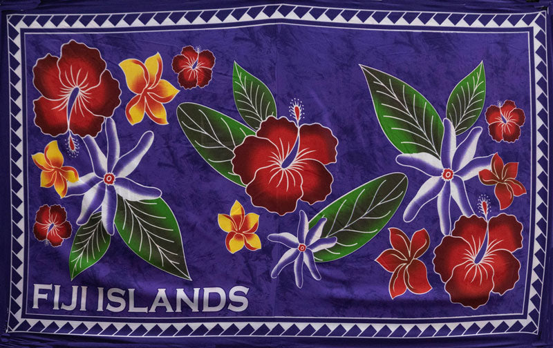 Fiji Islands Topical Flowers Banana Leaf Sarong | Islands Fabric