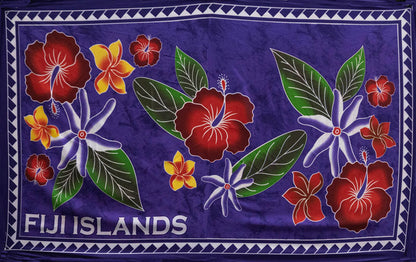 Fiji Islands Topical Flowers Banana Leaf Sarong | Islands Fabric