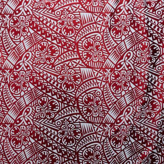 Traditional Polynesian Tattoo Hibiscus Design  Polyester Foil Fabric | Islands Fabric