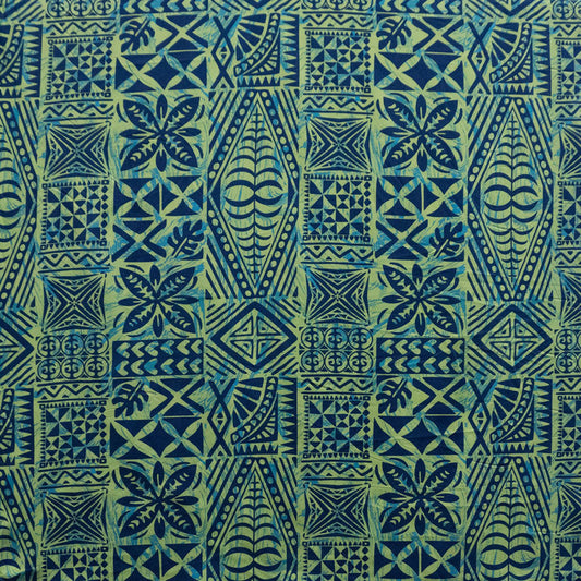 Traditional Tongan Geometric Design Peachskin Fabric | Islands Fabric