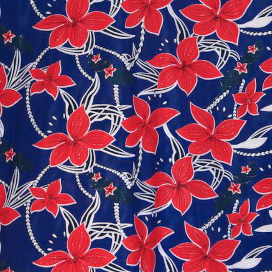 Large All Over Plumeria Fabric | Glitter Polyester