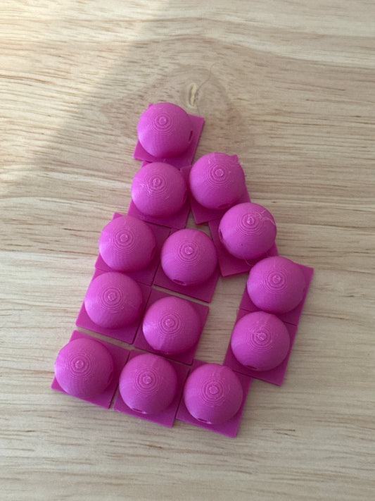 Bead with Flat-Back Attachment for Acrylic Flatbacks Hot Pink 3D Printed - 16mm - 10 pack