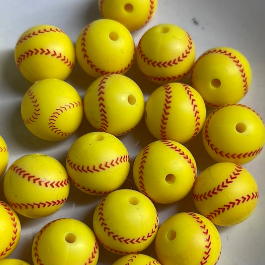 Silicone Round Bead Softball - 15mm - 10 pack