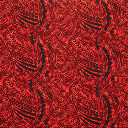 Traditional Polynesian Tattoo Design Fabric | Rayon Poplin