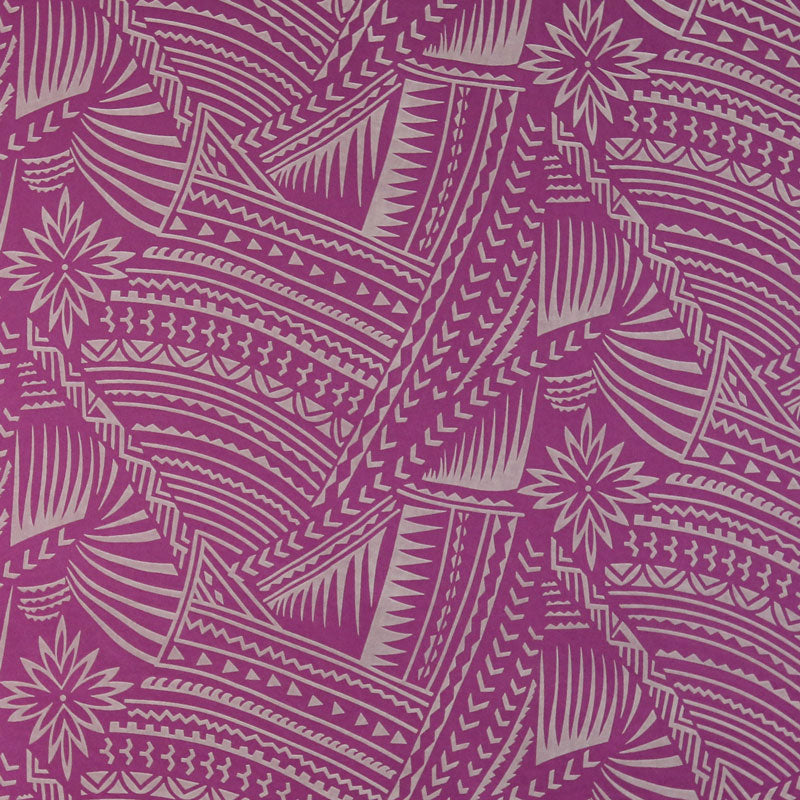 Traditional Polynesian Tattoo w/ Flower Flocking Fabric| Islands Fabric