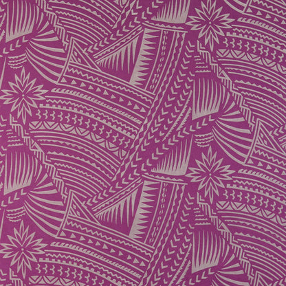 Traditional Polynesian Tattoo w/ Flower Flocking Fabric| Islands Fabric