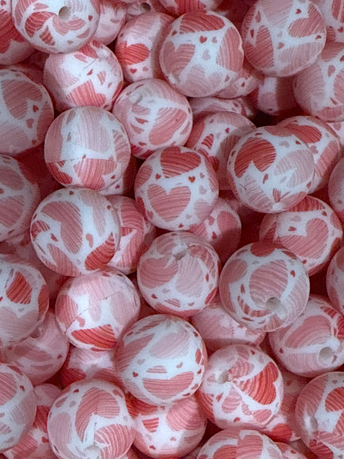 Silicone Bead Valentine Hearts P49 P05-123 - 15mm - 10 pack