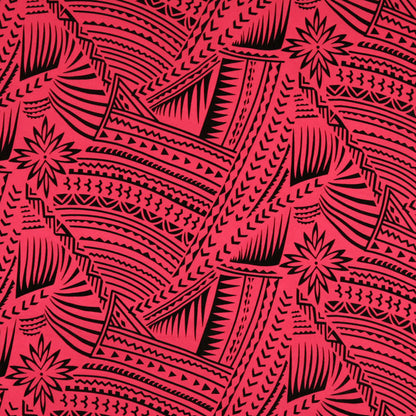 Traditional Polynesian Tattoo w/ Flower Flocking Fabric| Islands Fabric