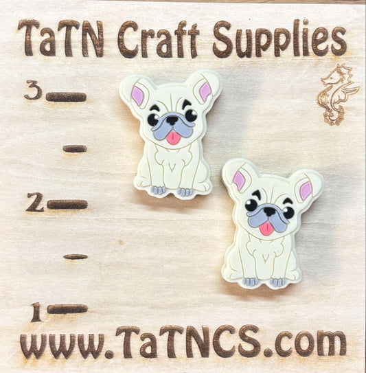 0051 - Animal - Dog - Frenchie / Bulldog Cream Silicone Focal