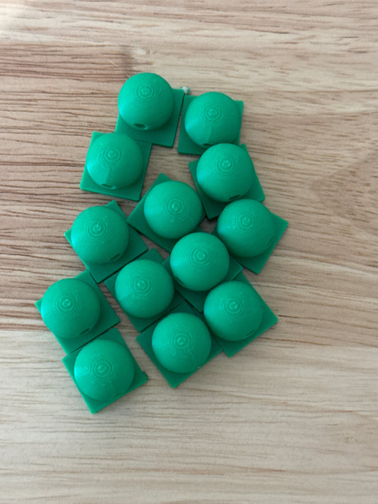 Bead with Flat-Back Attachment for Acrylic Flatbacks Christmas Green 3D Printed - 16mm - 10 pack