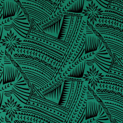 Traditional Polynesian Tattoo w/ Flower Flocking Fabric| Islands Fabric